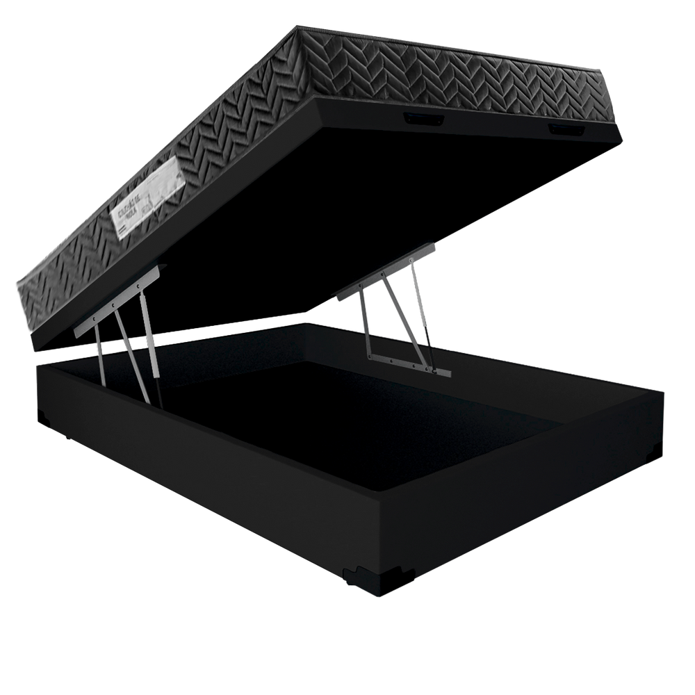 Cama Box Baú Casal Colchão Prime Gold D33 Acolchões + Box Sintético 61x138x188 Preto