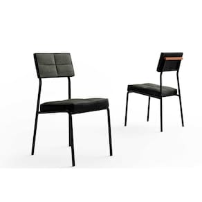 Cadeira de Cozinha Neo 1740 Aço Kit 2 Uni Preto/Linho Grafite/Courino Preto - Carraro