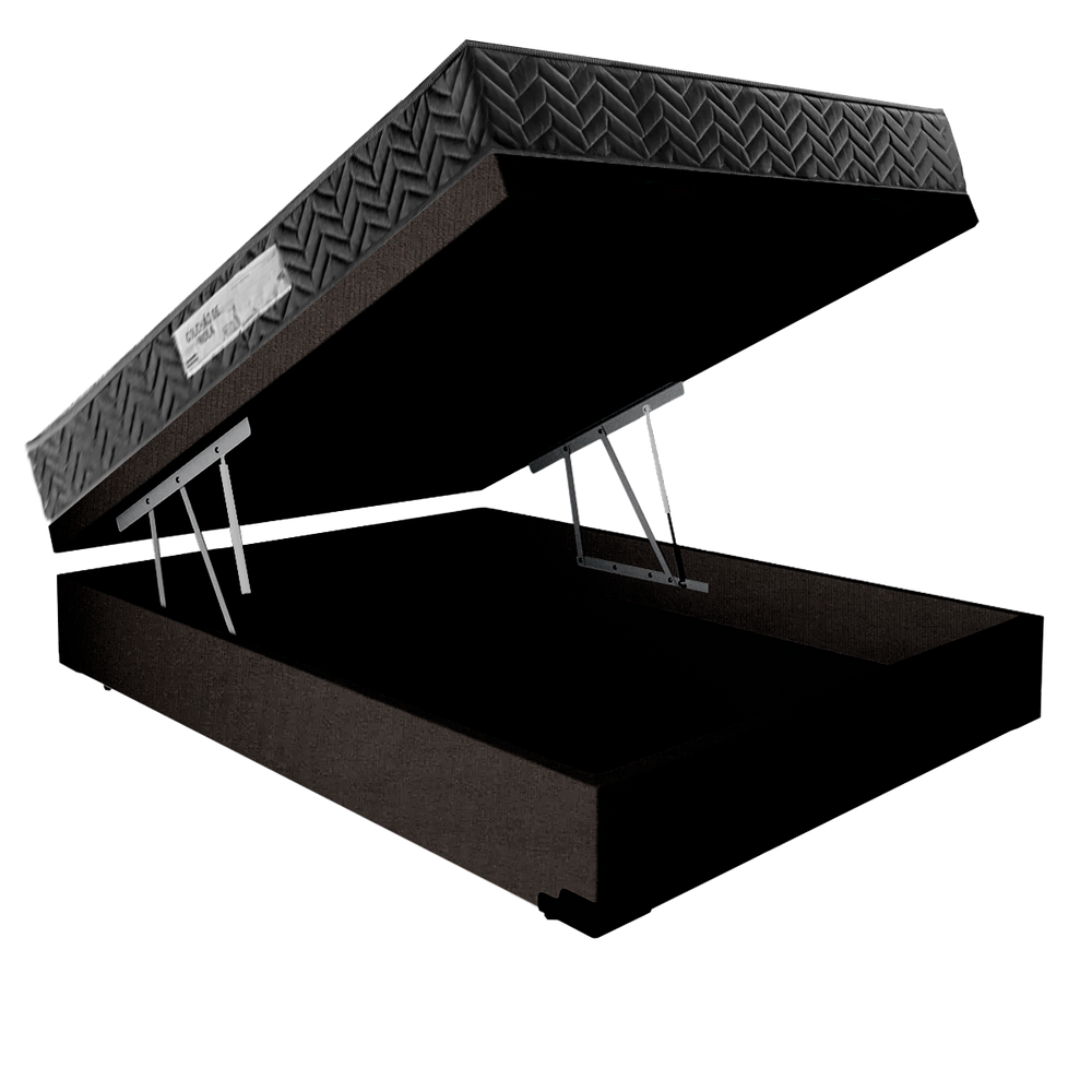 Cama Box Baú Casal Colchão Prime Gold D33 Acolchões + Box Suede 61x138x188 Preto