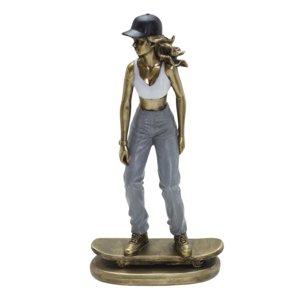 Figura Decorativa Estatueta Mulher Skatista 25 X 13 X 7 Cm