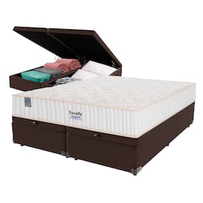 Cama Box Baú Marrom e Colchão King Miami Molas Ensacadas Euro Pillow Sealy