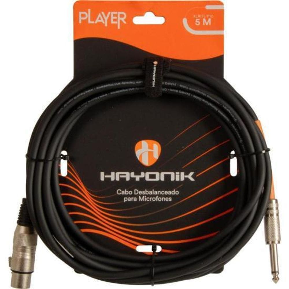 Cabo Para Microfone Player Xlr F  X P10 5M Preto Hayonik