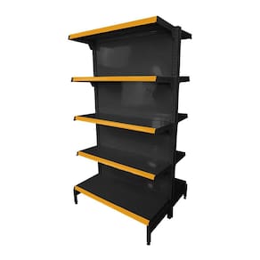 Gôndola Prateleira Preta 5 Níveis 40x30 New Plus 1,70 Central Inicial pe Amarelo - Sa Gôndolas