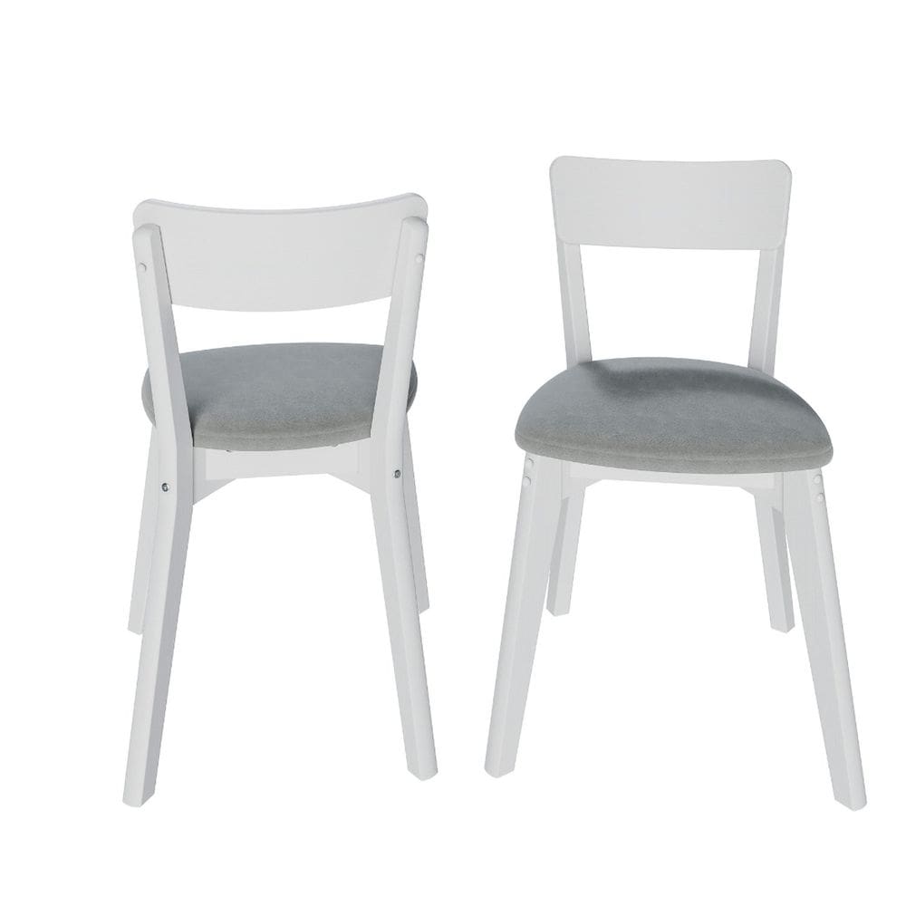 Kit 2 Cadeiras de Madeira com Encosto em Mdf e Estofado Coleção Scandian Branco Laca