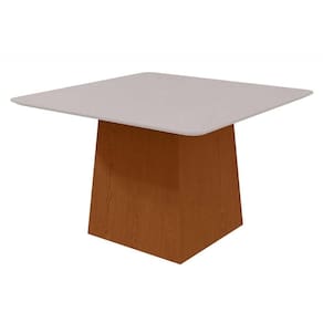 Mesa para Cozinha Nevada c/Tampo Madeirado Vidro Curvo 130x130cm Frassino/Off White - Lopas