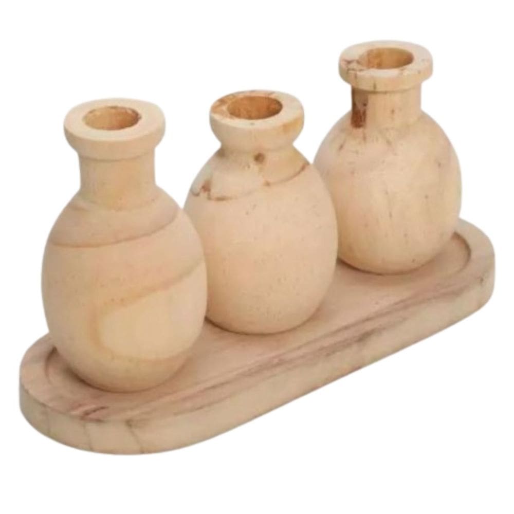 Mini Vaso Em Madeira 4 Peças 17680 Mart