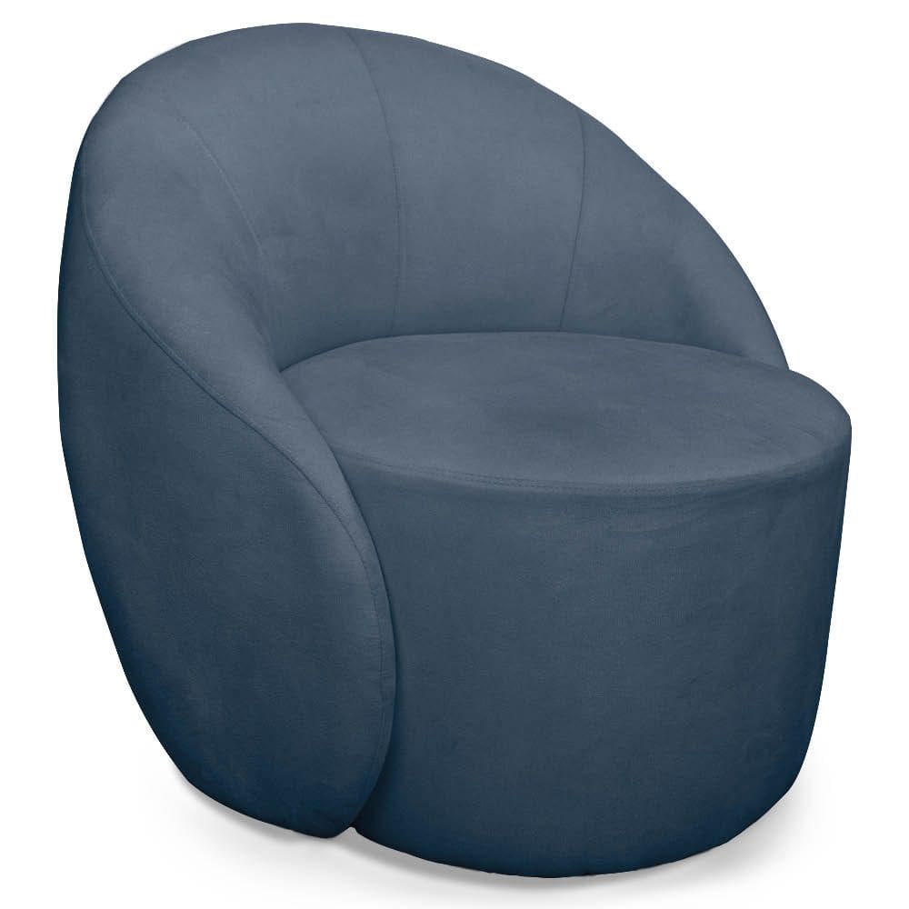 Poltrona Decorativa Orgânica Giratória Lua Suede Azul Marinho D03 - D`Rossi