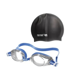 Kit Oculos De Natação Classic Speedo Azul Touca preta