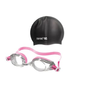 KIT Oculos De Natação Classic Speedo Rosa com touca