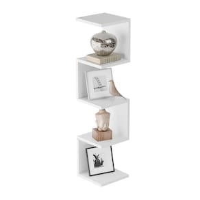 Prateleira de Canto Lyra 4 Nichos Decorativos Branco para Sala Quarto Livros