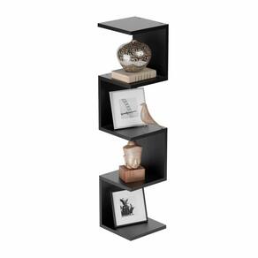 Prateleira de Canto Lyra 4 Nichos Decorativos Preto para Sala Quarto Livros