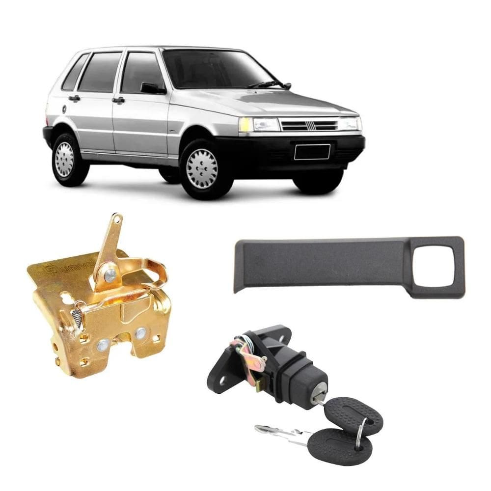 Kit Fechadura Cilindro Maçaneta Porta Mala Fiat Uno 96 A 04 - UN / 2 [F103]