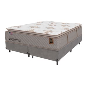 Cama Box Cinza e Colchão Queen Ritz Resort com Pillow Sealy