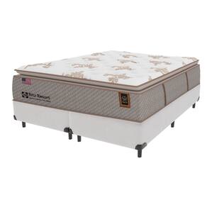 Cama Box Branca e Colchão Queen Ritz Resort com Pillow Sealy