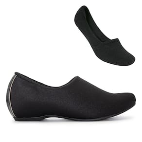 Sapatilha Usaflex F Elastano Salto Joanetes N2251DB+Meia Selene Sapatilha Invisível