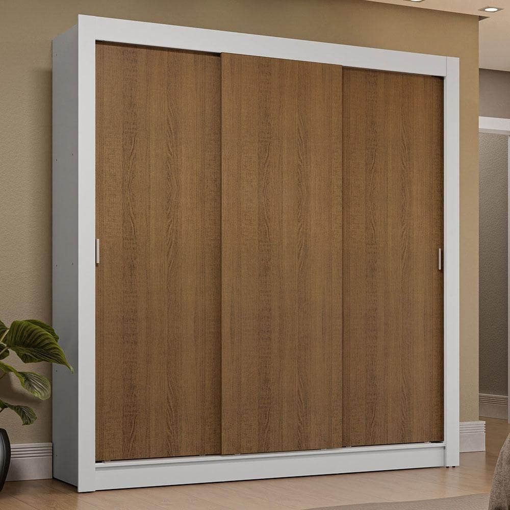 Guarda-Roupa Casal 3 Portas de Correr Branco/Rustic Sublime Plus Madesa