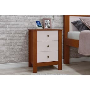 Mesa Cabeceira Casal Maggiore c/ 3 Gavetas Frassino/Off White - Lopas