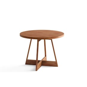 Mesa para Cozinha Átria 1594 Redonda Aço c/Tampo Madeirado Redondo 100cm Nogal/Freijo Rose - Carraro
