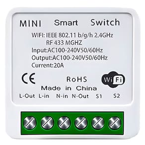 Mini Switch Para Interruptor Inteligente 100-240V, 20A Compatível Com Google Assistant e Alexa- Tuya