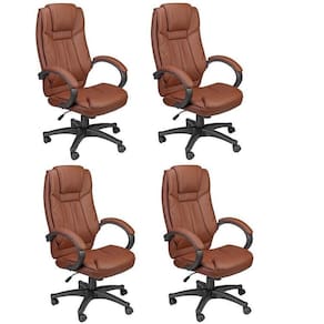 Conjunto com 4 Cadeira de Escritório Presidente Giratória Office Nova Córdoba Marrom