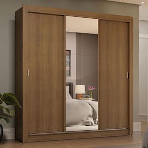 Guarda-Roupa Casal 3 Portas de Correr com Espelho 4 Gavetas Rustic Sublime Plus Madesa
