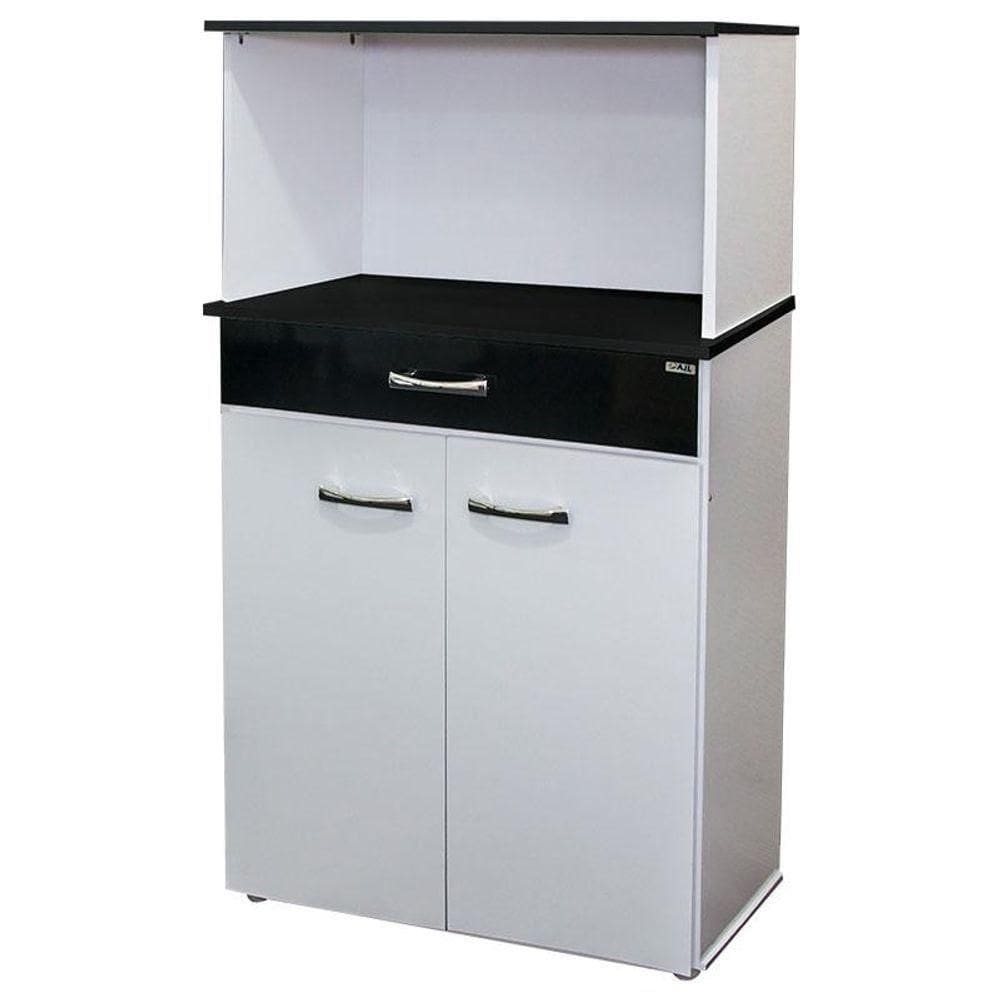 Balcão Multiuso Carina Branco Preto Flex - Ajl