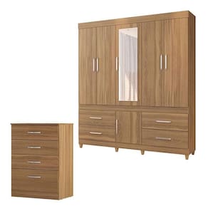 Cômoda Astral E Guarda Roupa Casal Guarujá Amêndola Touch - Demóbile