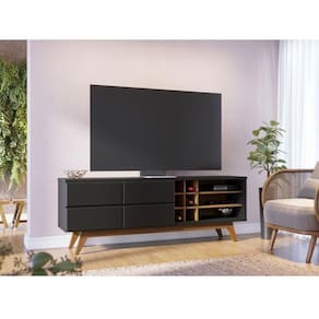 Rack Bancada Ambiente Noronha 1.8 Preto Acetinado Noce Milano - Colibri