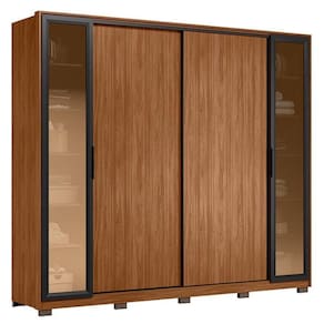 Guarda Roupa Casal Laredo Nogueira Touch Flex Com Vidro Reflecta E Pés Demóbile - Demartêz
