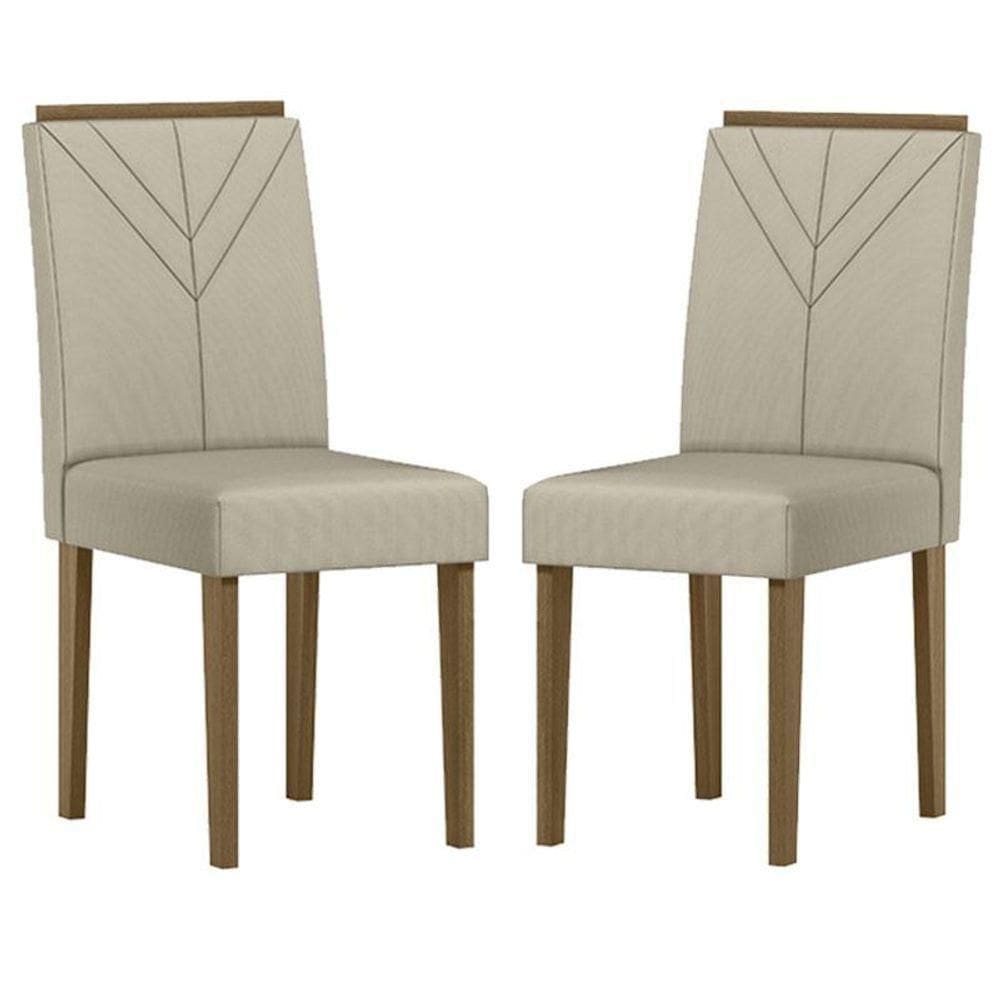 Cadeira Para Mesa De Jantar Amanda Kit 2 Peças Imbuia Veludo Nude - New Ceval