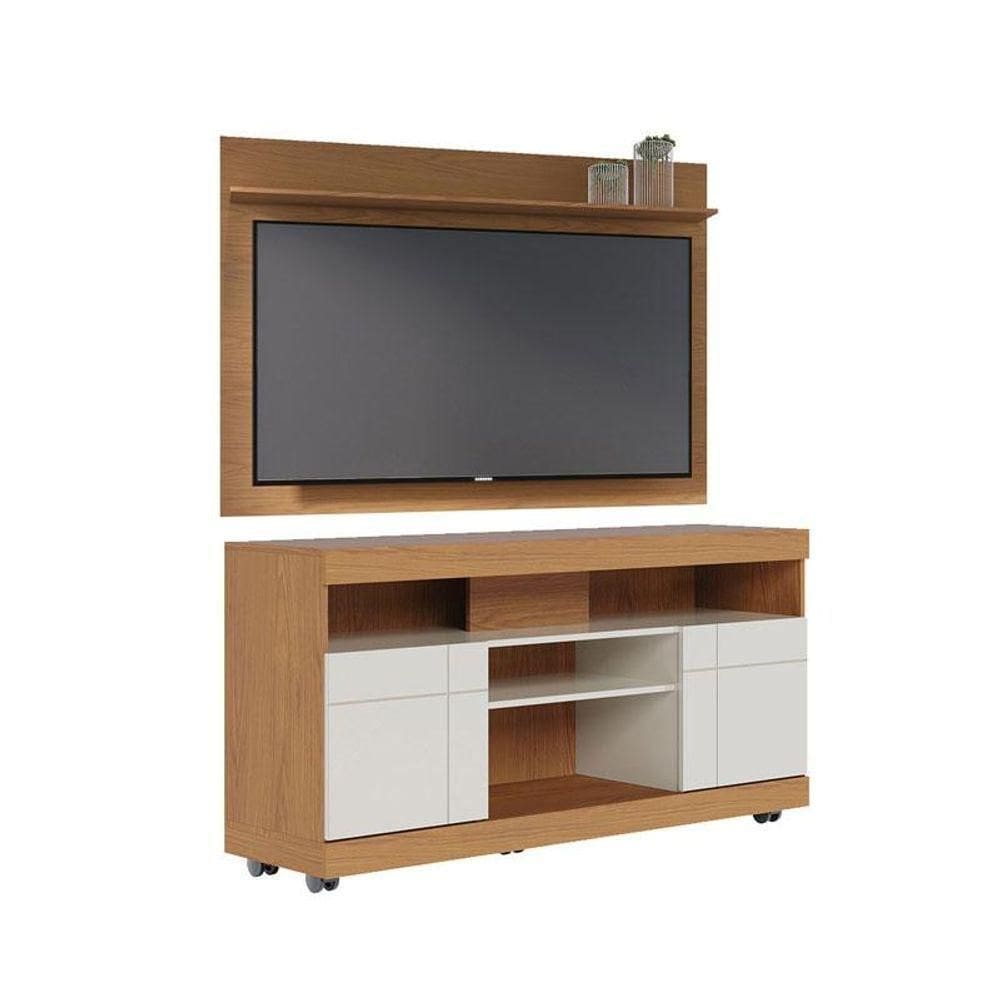 Rack Bancada Yara E Painel Para Tv Maia Freijó Off White - Colibri