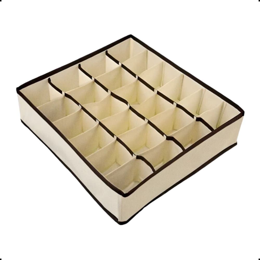Organizador de Gaveta Guarda Roupa 32x32x10 24 Divisões Bege