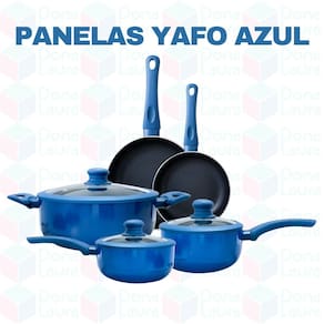 Jogo Panela 5 Peças Azul Yafo Antiaderente Cerâmica Tampa