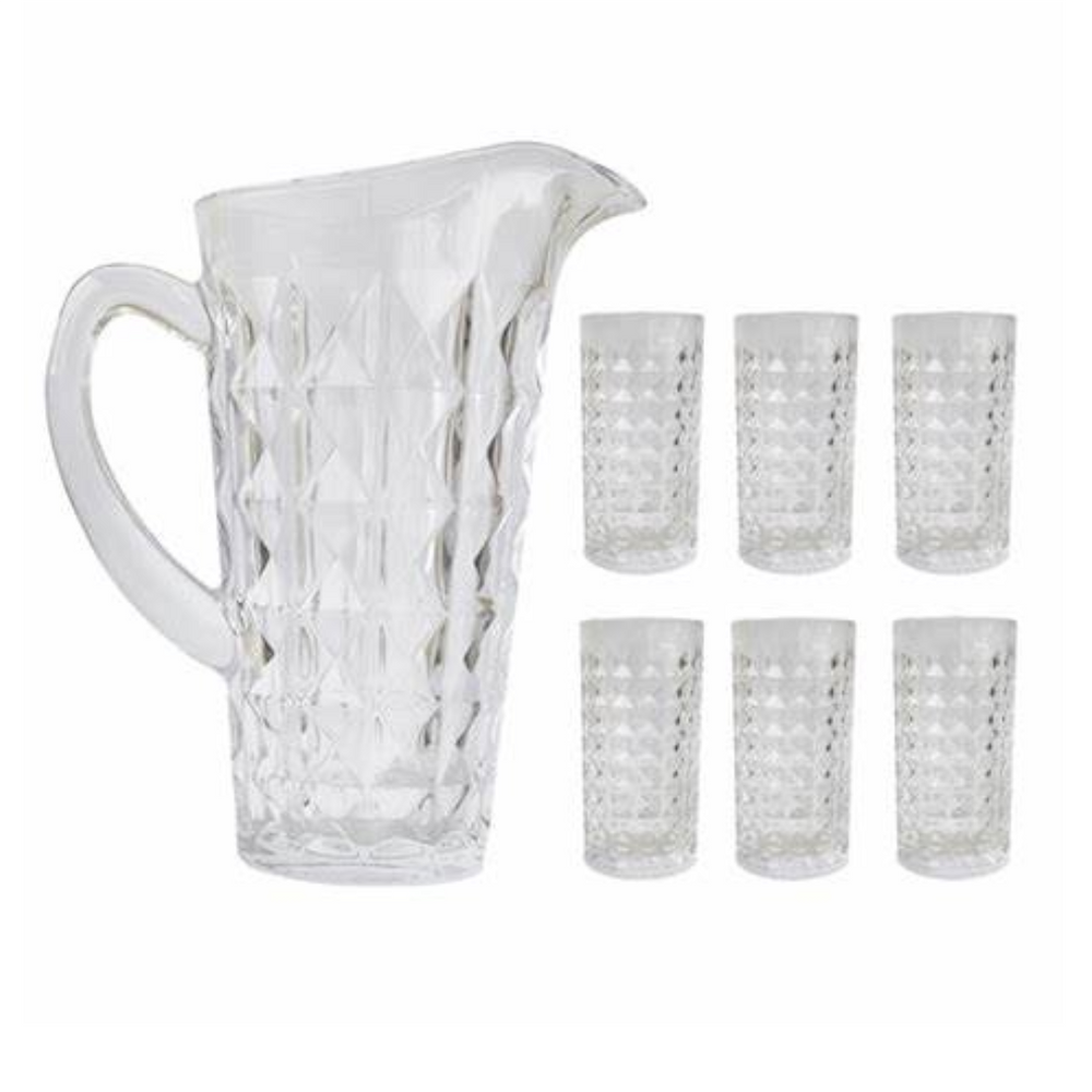 Jarra E Copos Vidro Cristal 7 Peças