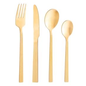 Faqueiro 16 Peças de Aço Inox Athenas Dourado