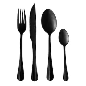 Faqueiro 24 Peças de Aço Inox Positano Preto