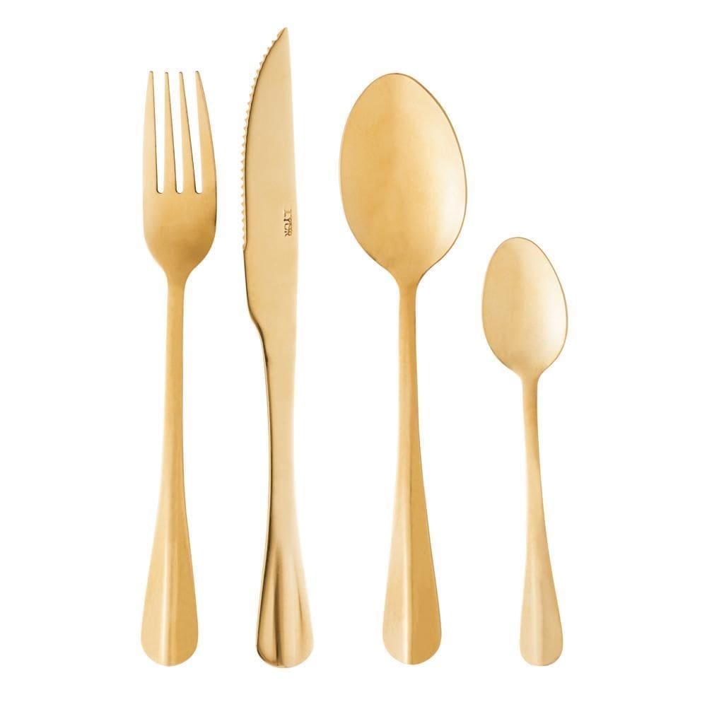 Faqueiro 24 Peças de Aço Inox Positano Dourado