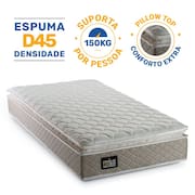 Colchão Solteiro Espuma D45 Pillow Top Strong 88x188x24cm - Suporta até 150kg por pessoa