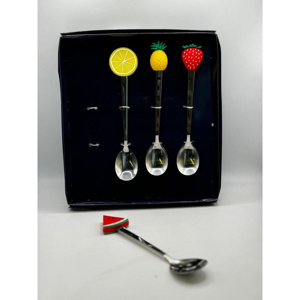 Cj 4 Colheres Aco Inox P/Cha Fruit Prateado