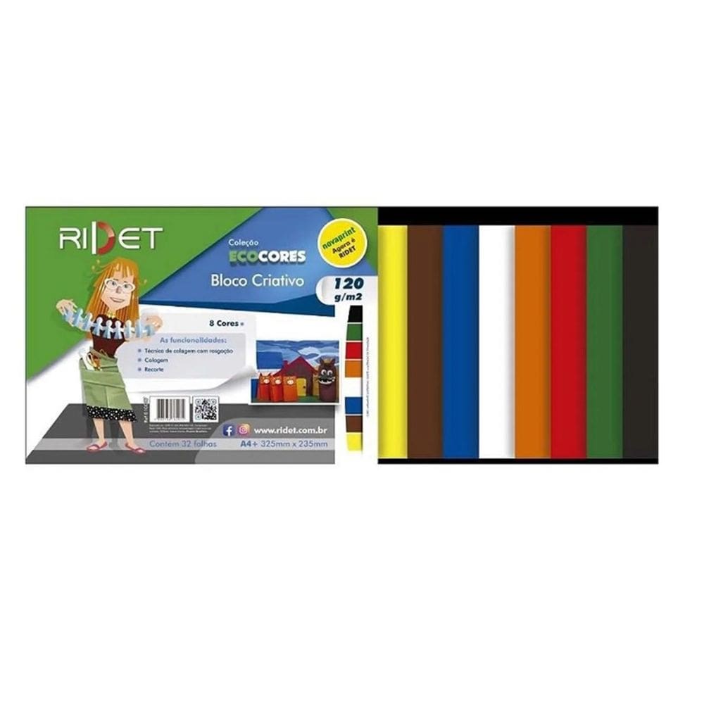 Bloco Criativo Colors 8 Cores 32 Fls 23,5x32,5cm - Novaprint