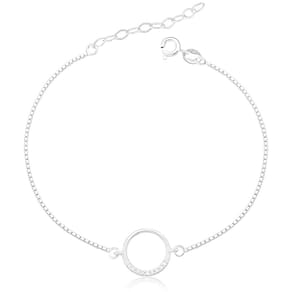 Pulseira Feminina Circulo Camery Cravejado Em Prata 925 Luxo