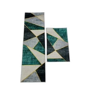 Kit 2 Tapetes Passadeira e Porta Aveludado Cristal 120X40Cm Losango