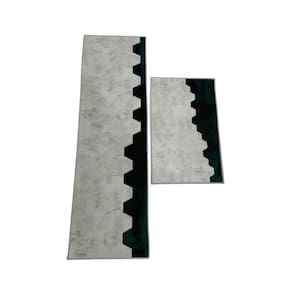 Kit 2 Tapetes Passadeira e Porta Aveludado Cristal 120X40Cm Mármore Verde