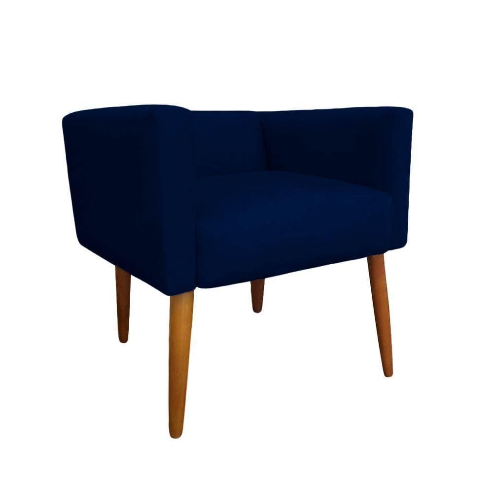 Banco Banqueta Para Escrivaninha Penteadeira Suede Azul Marinho - Majú Decor