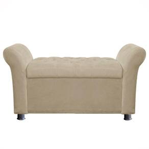 Recamier Baú Sapateira Louis 140x Suede Bege - Majú Deor