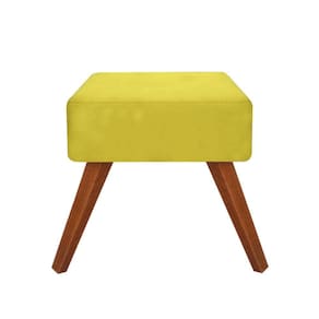 Puff Banqueta Quadrado Decorativo Livia Suede Amarelo - Majú Decor