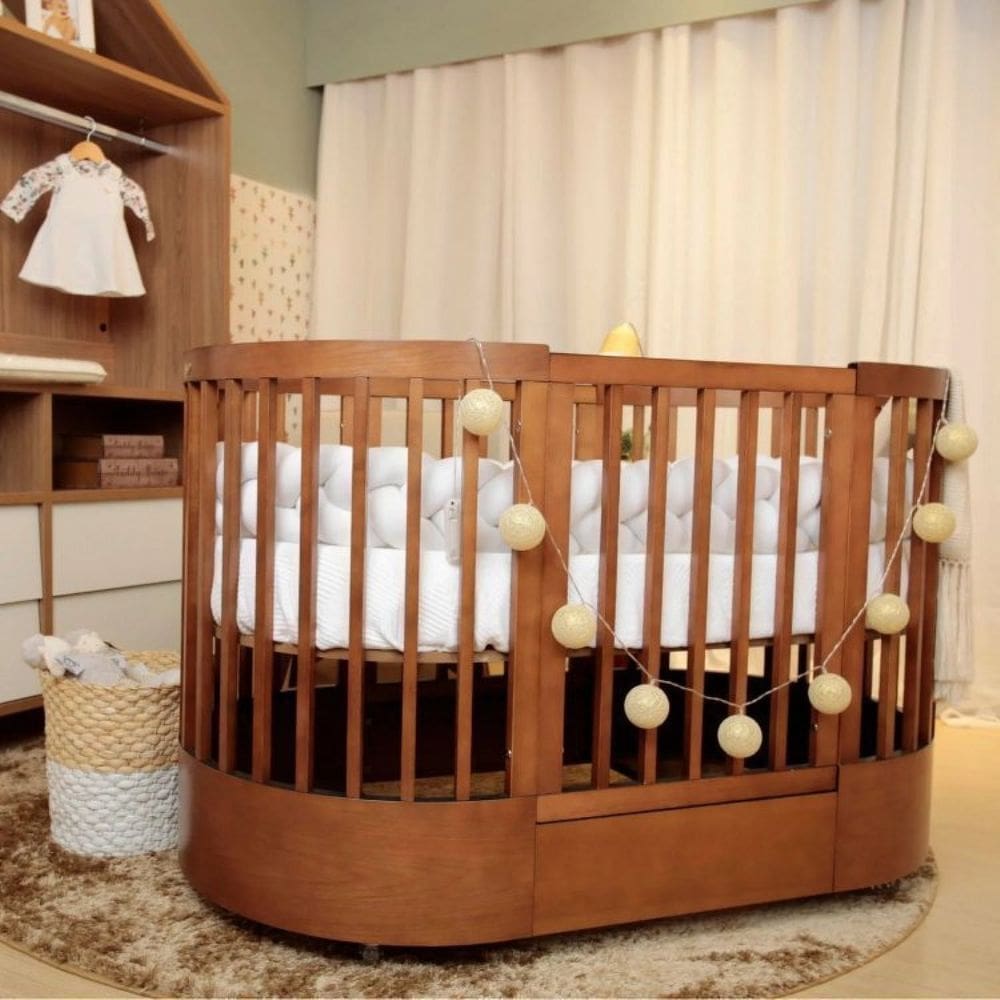 Berço Wave Evolutivo 3 em 1 com Colchão Fase 1 e Fase 2  Divicar Móveis Mel