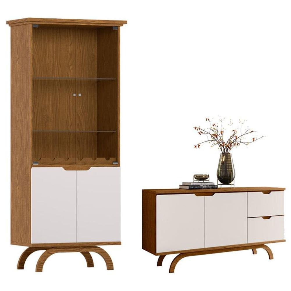 Cristaleira e Aparador Buffet Vicenza Ype Off White - New Ceval