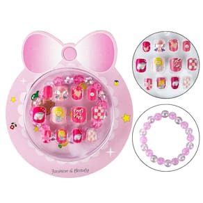 Unha Postiça Infantil 12 Und Autocolante + Pulseira Miçanga