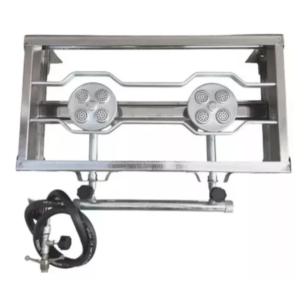 Fogão Fogareiro Inox Duas Bocas Camping Caminhão Portatilgás